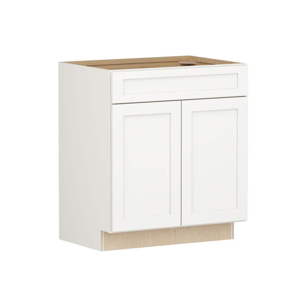Shaker Full Overlay 30 in. W x 20.75 in. D x 34.5 in. H Plywood Assembled Vanity Sink Base Bath Cabinet in Linen White