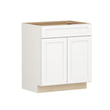 Shaker Full Overlay 30 in. W x 20.75 in. D x 34.5 in. H Plywood Assembled Vanity Sink Base Bath Cabinet in Linen White