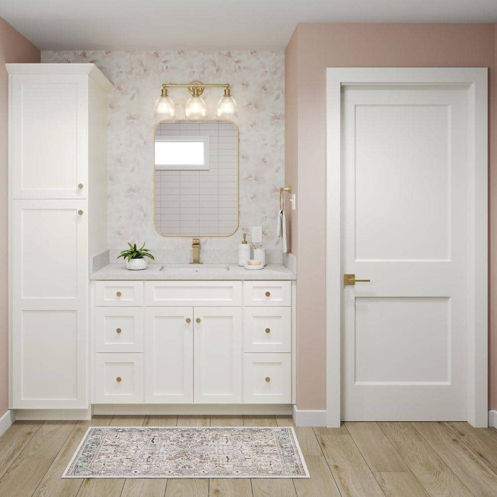 Shaker Full Overlay 30 in. W x 20.75 in. D x 34.5 in. H Plywood Assembled Vanity Sink Base Bath Cabinet in Linen White