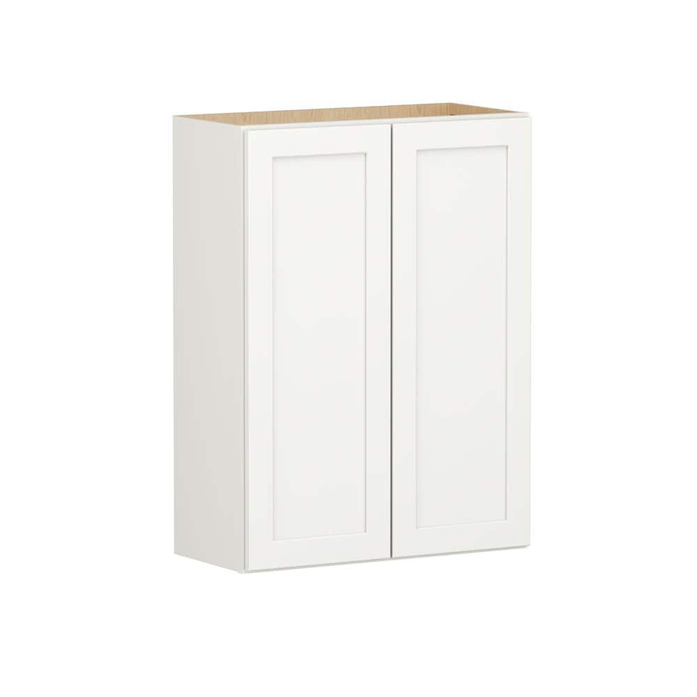 Shaker Full Overlay 27 in. W x 12 in. D x 36 in. H Plywood Assembled Wall Kitchen Cabinet in Linen White