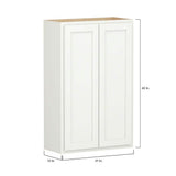 Shaker Partial Overlay 27 in. W x 12 in. D x 42 in. H Plywood Assembled Wall Kitchen Cabinet in Linen White