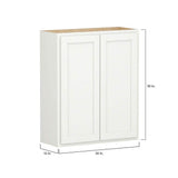 Shaker Partial Overlay 30 in. W x 12 in. D x 36 in. H Plywood Assembled Wall Kitchen Cabinet in Linen White