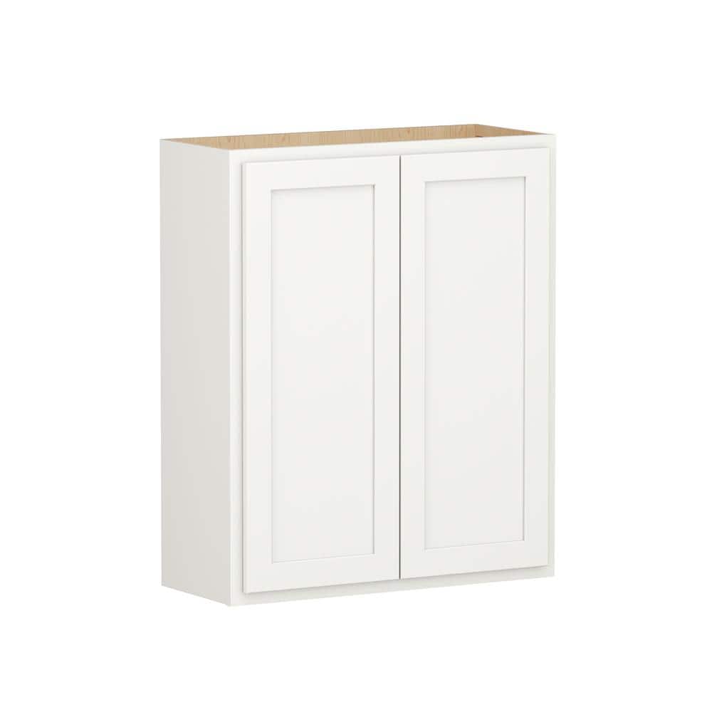 Shaker Partial Overlay 30 in. W x 12 in. D x 36 in. H Plywood Assembled Wall Kitchen Cabinet in Linen White
