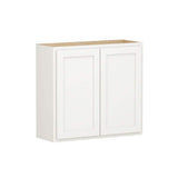 Shaker Partial Overlay 33 in. W x 12 in. D x 30 in. H Plywood Assembled Wall Kitchen Cabinet in Linen White