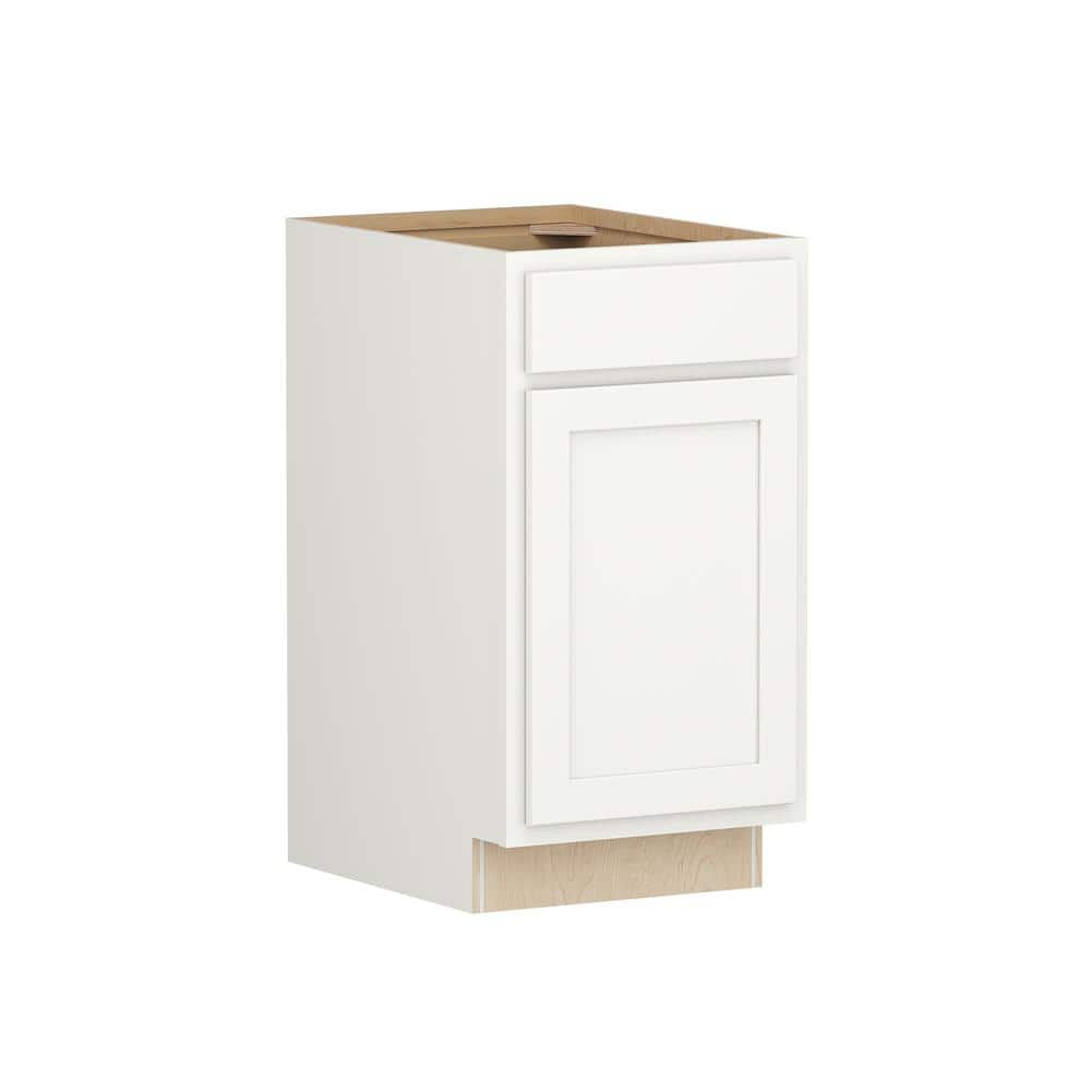 SIMPLY WOODMARK PRO Shaker Partial Overlay 18 in. W x 24 in. D x 34.5 in. H Plywood Assembled Base Kitchen Cabinet in Linen White