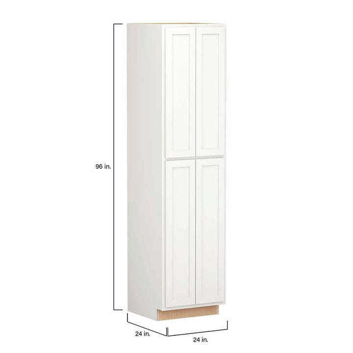 SIMPLY WOODMARK PRO Shaker Partial Overlay 24 in. W x 24 in. D x 96 in. H Plywood Assembled Utility Kitchen Cabinet in Linen White