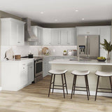 SIMPLY WOODMARK PRO Shaker Partial Overlay 36 in W x 20.75 in D x 34.5 in H Plywood Assembled Vanity Sink Base Bath Cabinet in Linen White