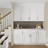SIMPLY WOODMARK PRO Shaker Partial Overlay 36 in W x 20.75 in D x 34.5 in H Plywood Assembled Vanity Sink Base Bath Cabinet in Linen White