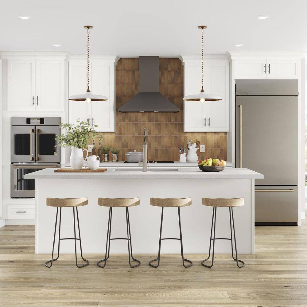 SIMPLY WOODMARK PRO Shaker Full Overlay 15 in. W x 12 in. D x 42 in. H Plywood Assembled Wall Kitchen Cabinet in Linen White