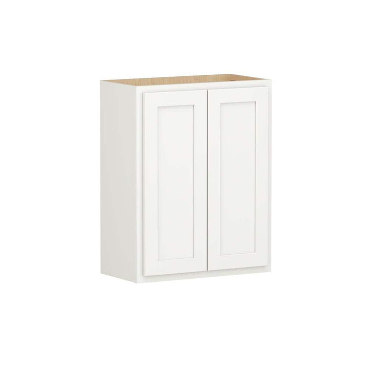 SIMPLY WOODMARK PRO Shaker Partial Overlay 24 in. W x 12 in. D x 30 in. H Plywood Assembled Wall Kitchen Cabinet in Linen White