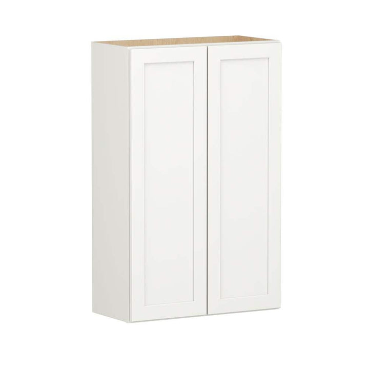 SIMPLY WOODMARK PRO Shaker Full Overlay 27 in. W x 12 in. D x 42 in. H Plywood Assembled Wall Kitchen Cabinet in Linen White