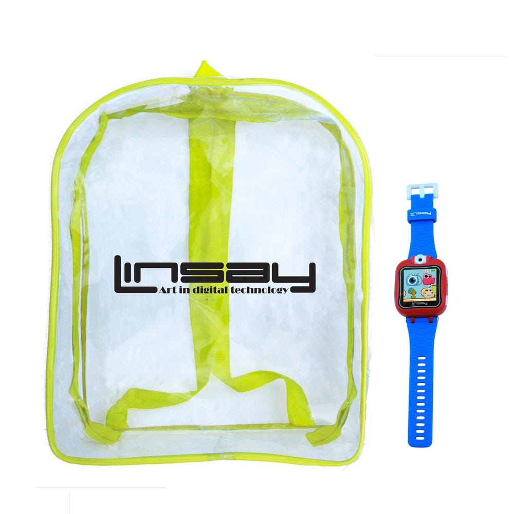 LINSAY 1.5 in. Smart Watch Kids Cam Selfie with Bag Pack, Blue
