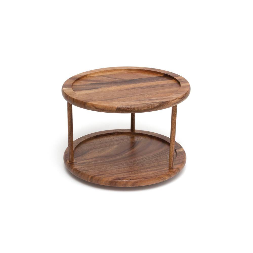 Lipper International 10 in. 2-Tier Acacia Lazy Susan Turntable