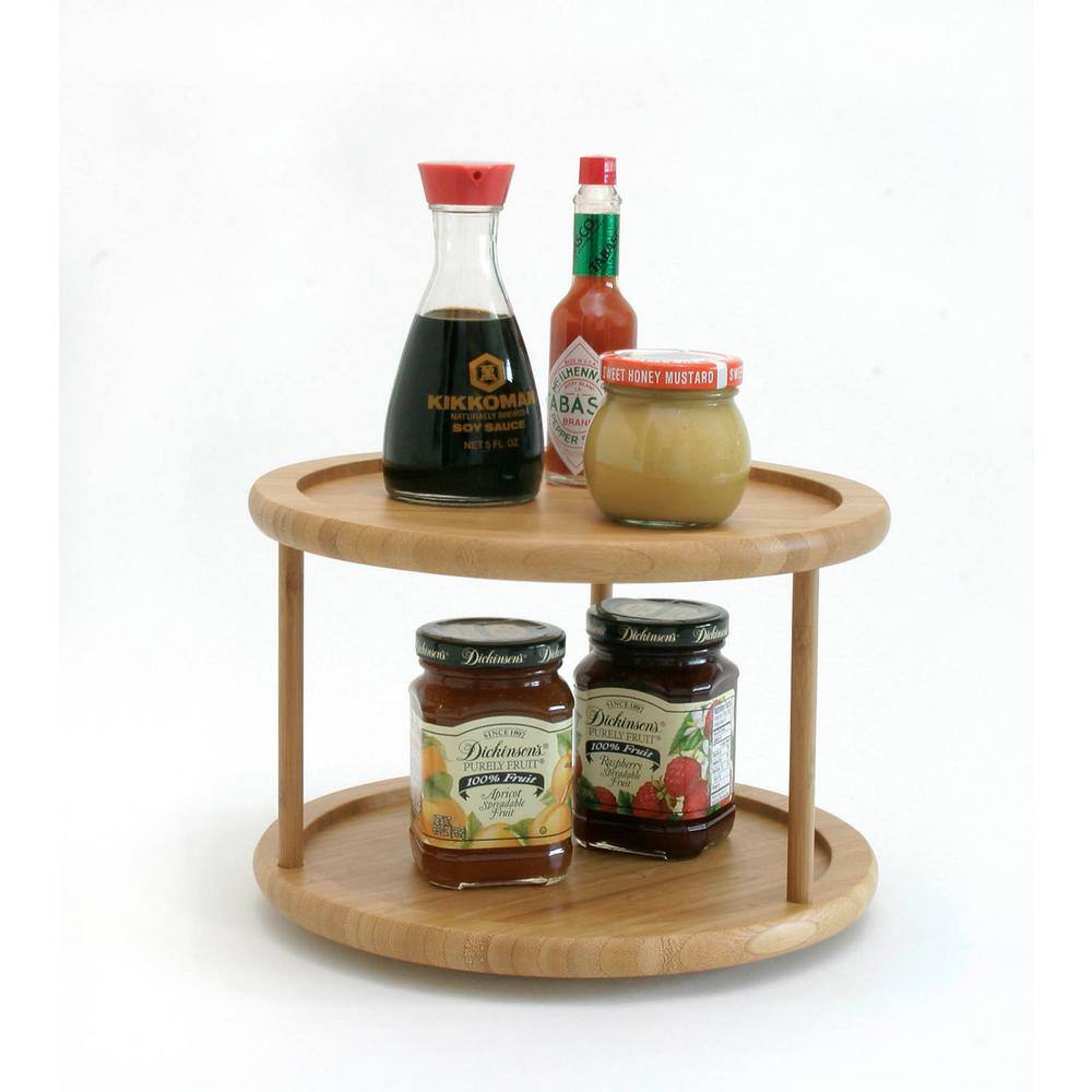 Lipper International Bamboo 10 in. 2-Tier Lazy Susan Turntable