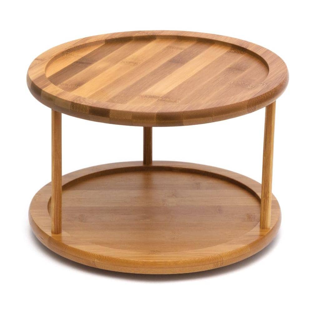 Lipper International Bamboo 10 in. 2-Tier Lazy Susan Turntable