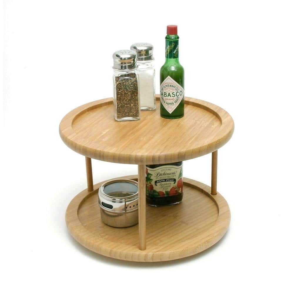 Lipper International Bamboo 10 in. 2-Tier Lazy Susan Turntable
