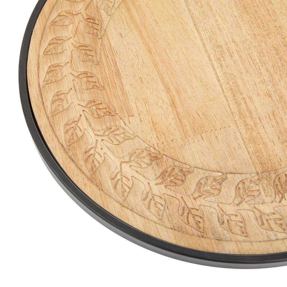 Litton Lane Brown Rubber Wood Modern Lazy Susan Trays (Set of 2)