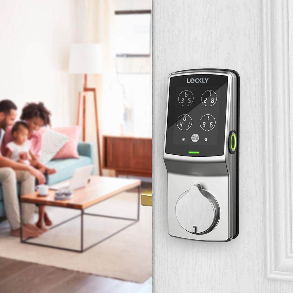 Lockly Secure Pro Satin Nickel Deadbolt WiFi Smart Lock with 3D Fingerprint, Hack-proof Keypad, Mobile app, Alexa/Hey Google