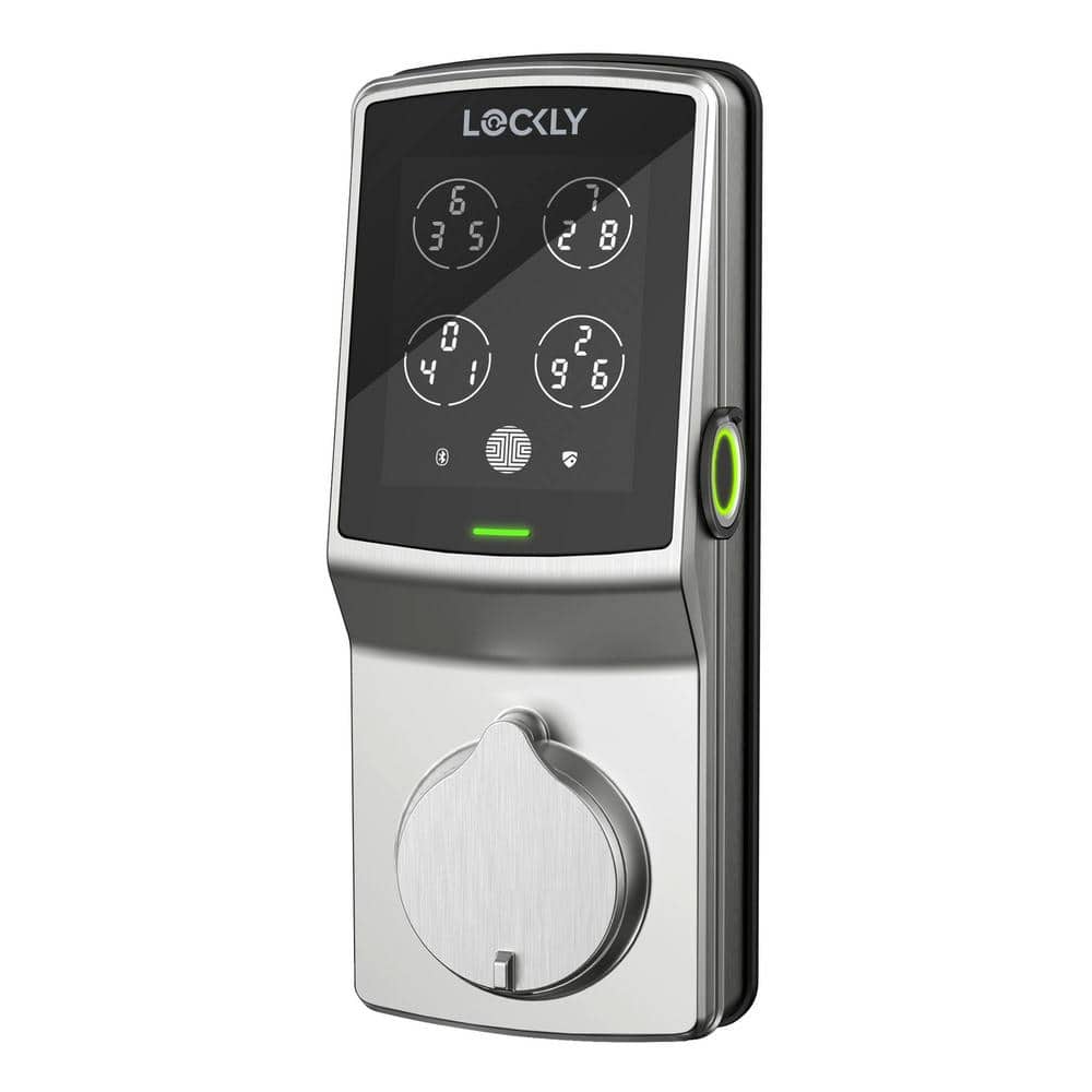 Lockly Secure Pro Satin Nickel Deadbolt WiFi Smart Lock with 3D Fingerprint, Hack-proof Keypad, Mobile app, Alexa/Hey Google