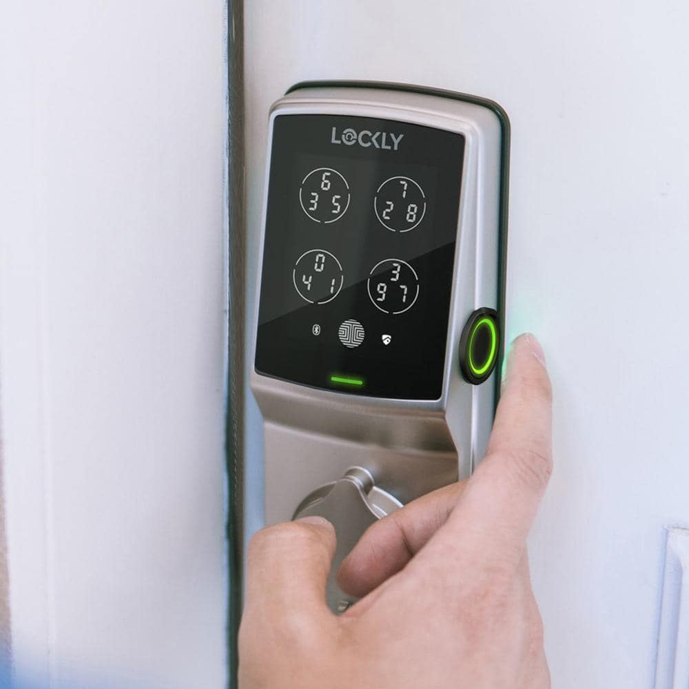 Lockly Secure Pro Satin Nickel Deadbolt WiFi Smart Lock with 3D Fingerprint, Hack-proof Keypad, Mobile app, Alexa/Hey Google