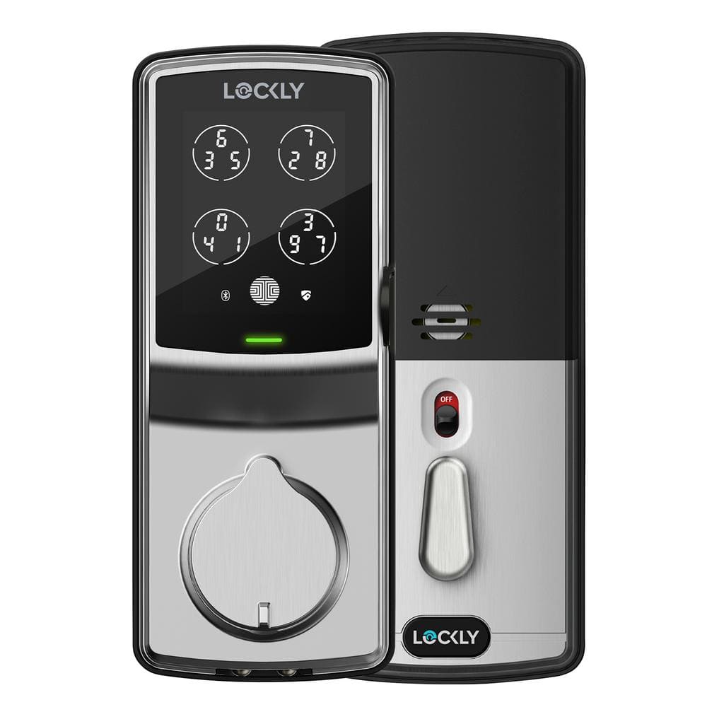Lockly Secure Pro Satin Nickel Deadbolt WiFi Smart Lock with 3D Fingerprint, Hack-proof Keypad, Mobile app, Alexa/Hey Google