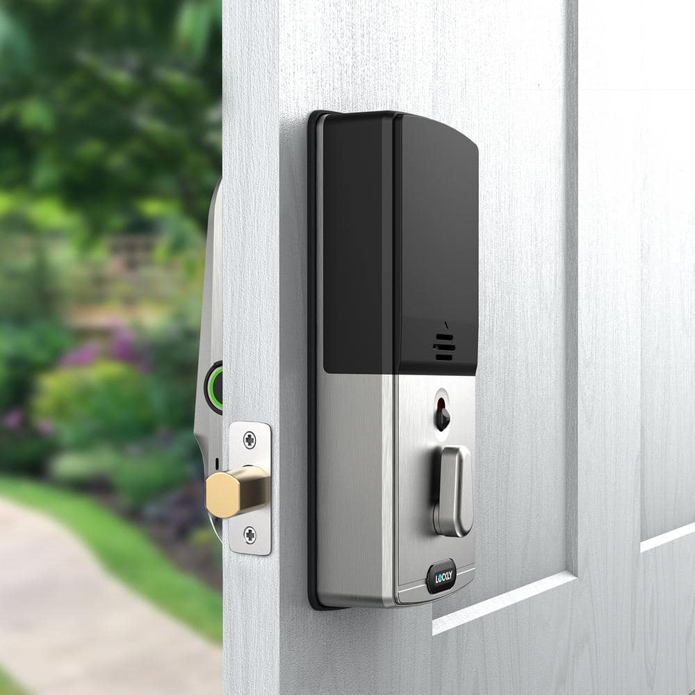 Lockly Vision Satin Nickel Deadbolt WiFi Smart Lock with Video Doorbell, Fingerprint, Keypad, App, Voice Control, 2-Way Audio