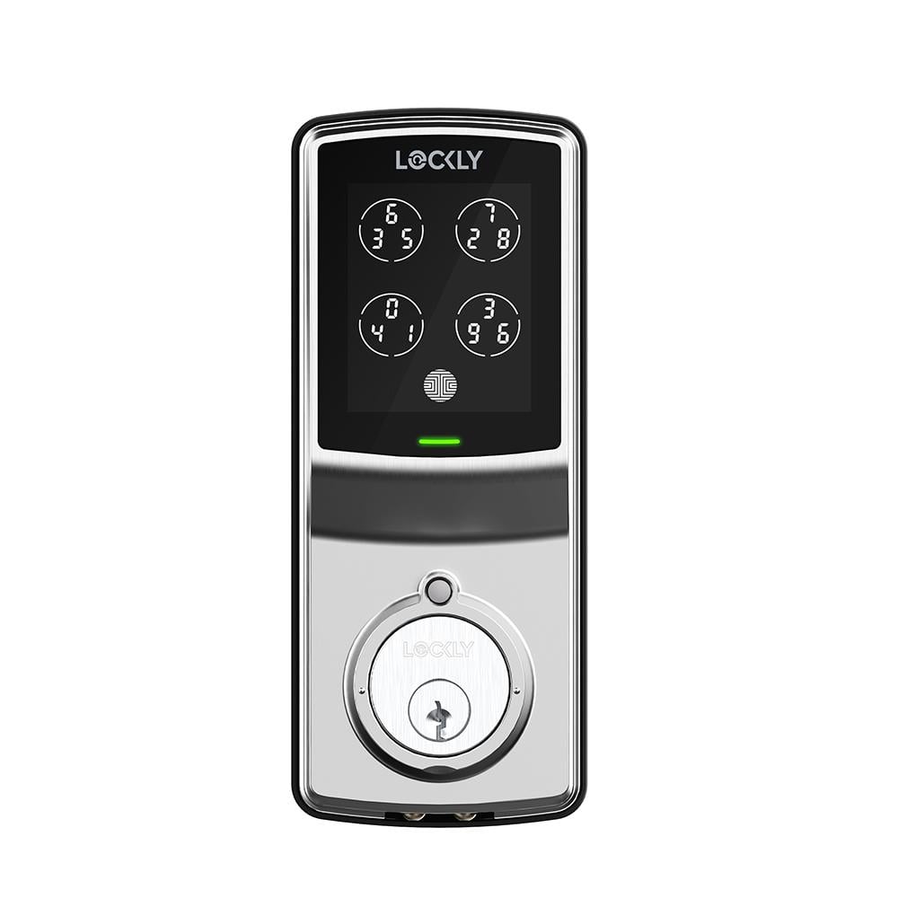 Lockly Model-S Satin Nickel Single-Cylinder Deadbolt Smart Lock with Hack-proof Touchsreen Keypad and Mobile App Control