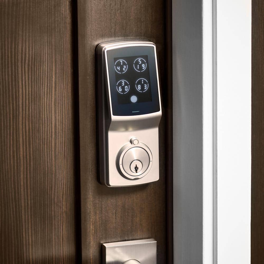 Lockly Model-S Satin Nickel Single-Cylinder Deadbolt Smart Lock with Hack-proof Touchsreen Keypad and Mobile App Control