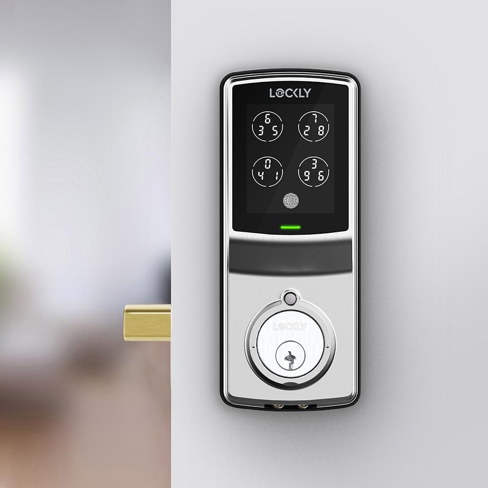 Lockly Model-S Satin Nickel Single-Cylinder Deadbolt Smart Lock with Hack-proof Touchsreen Keypad and Mobile App Control