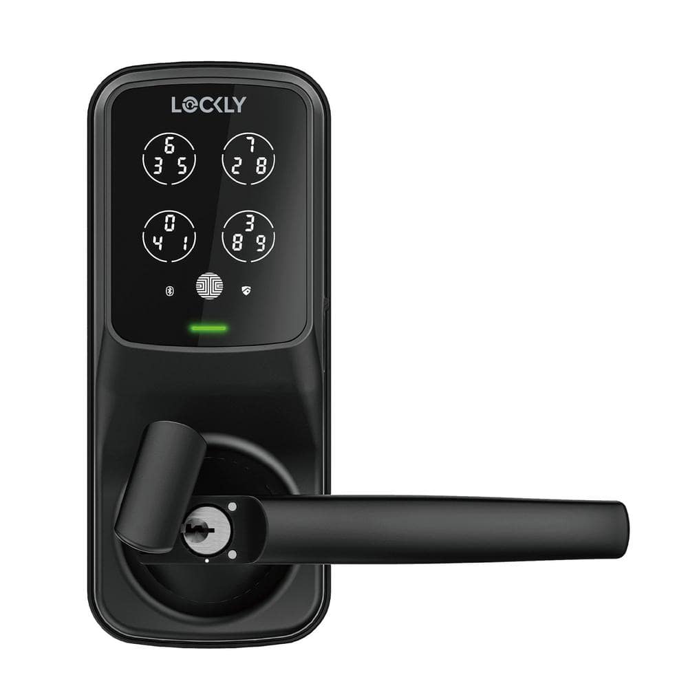 Lockly Secure Plus Matte Black Smart Touchscreen Hack-proof Keypad Door Latch Lock with Biometric Fingerprint and Bluetooth
