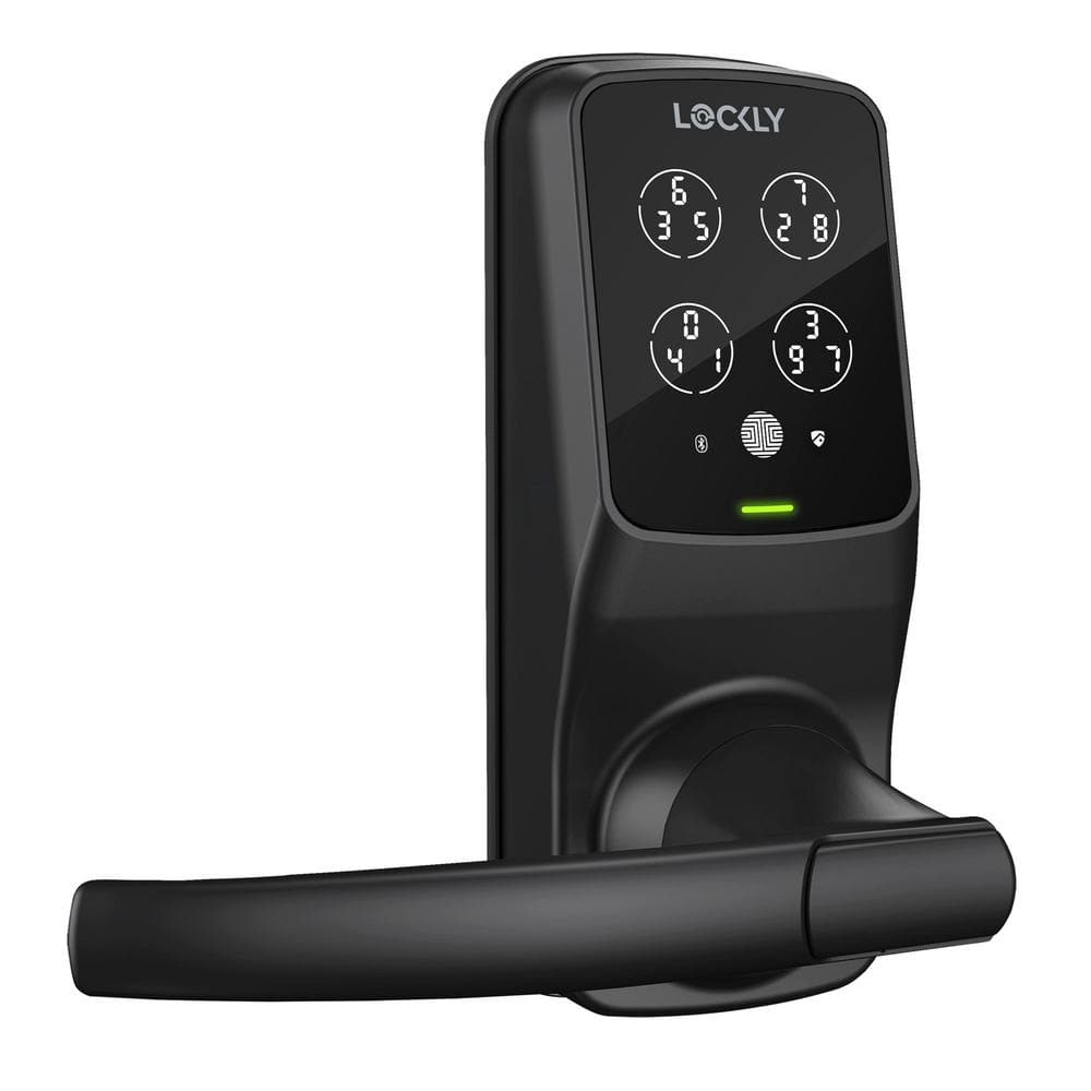 Lockly Secure Plus Matte Black Smart Touchscreen Hack-proof Keypad Door Latch Lock with Biometric Fingerprint and Bluetooth