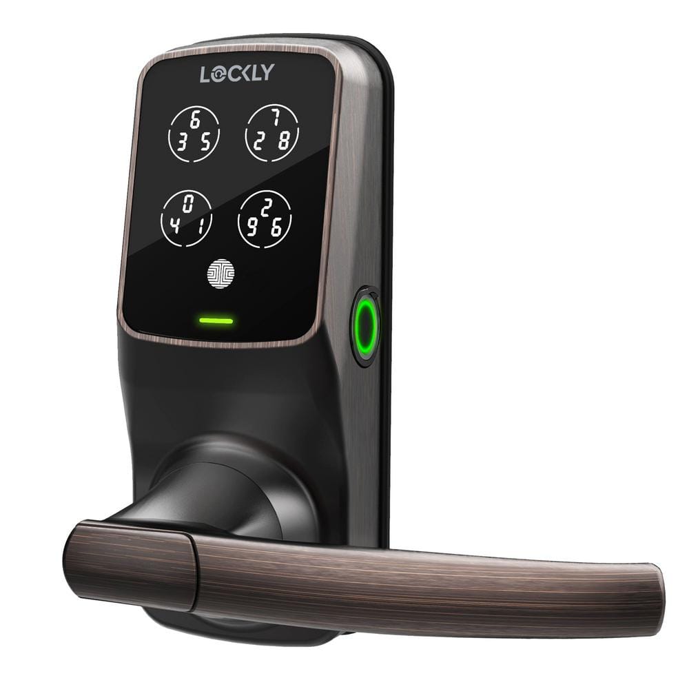 Lockly Secure Pro Venetian Bronze Smart WiFi Mobile App Control Lever Latch, 3D Fingerprint, Keypad, Works w/ Hey Google/Alexa