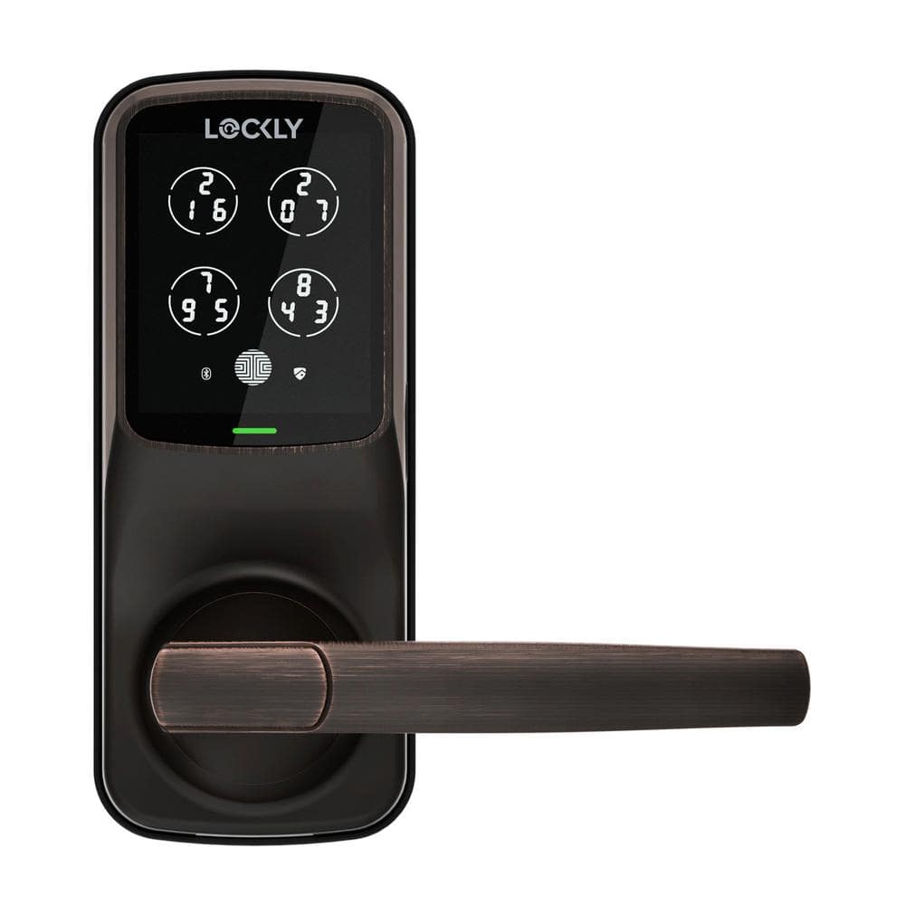Lockly Secure Pro Venetian Bronze Smart WiFi Mobile App Control Lever Latch, 3D Fingerprint, Keypad, Works w/ Hey Google/Alexa