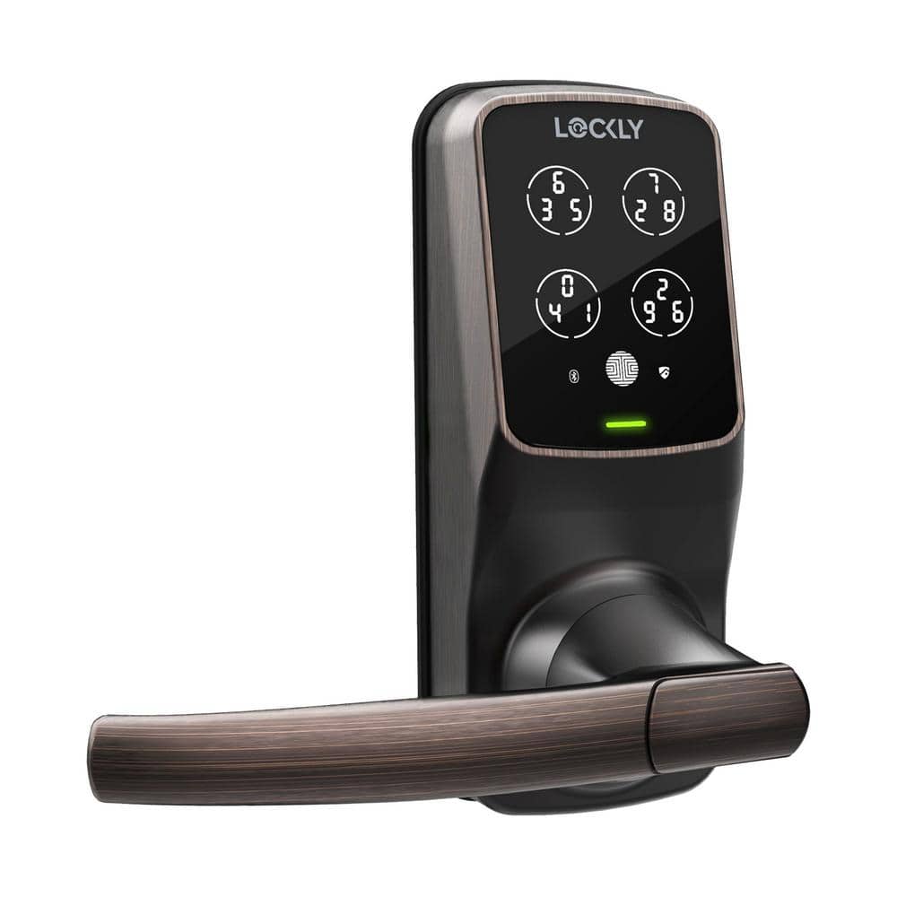 Lockly Secure Pro Venetian Bronze Smart WiFi Mobile App Control Lever Latch, 3D Fingerprint, Keypad, Works w/ Hey Google/Alexa