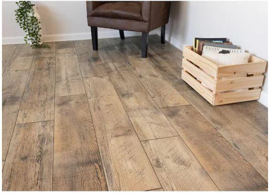 KO 12 mm T with Pad x 8.03 in. W Fair Locomotive Wood Waterproof Laminate Flooring (15.94 sq. ft./carton) - Super Arbor