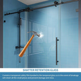 Logmey 72 in. W x 74 in. H Frameless Sliding Shower Door in Matte Black with Clear Glass