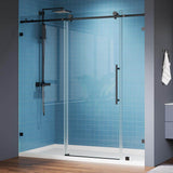 Logmey 72 in. W x 74 in. H Frameless Sliding Shower Door in Matte Black with Clear Glass