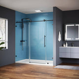 Logmey 72 in. W x 74 in. H Frameless Sliding Shower Door in Matte Black with Clear Glass