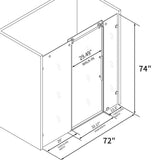 Logmey 72 in. W x 74 in. H Frameless Sliding Shower Door in Matte Black with Clear Glass