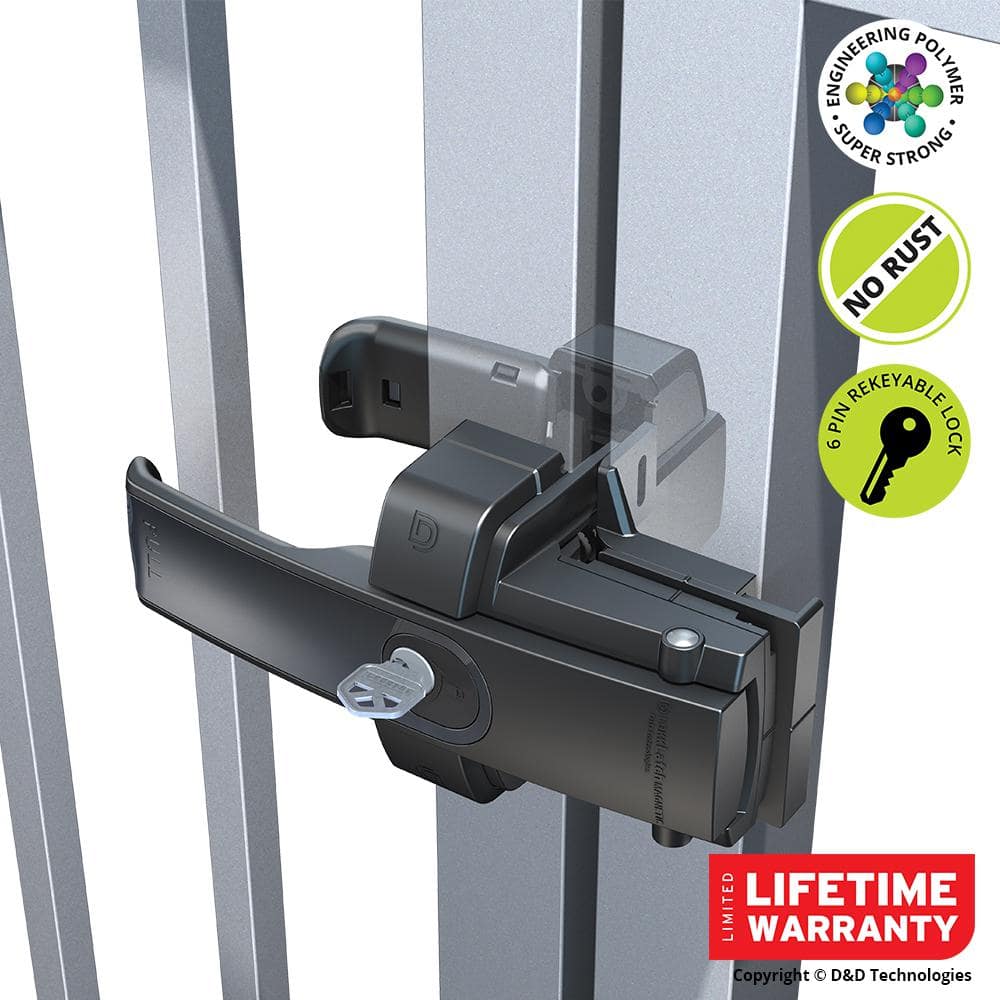 LOKKLATCH Black Polymer and Stainless Steel Premium Two-way Magnetic Self-latching Fence Gate Latch