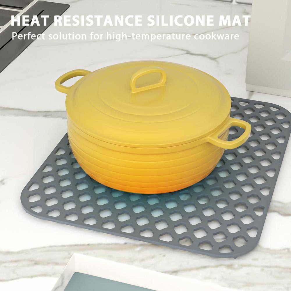 LORDEAR Silicone Kitchen Sink Bottom Grid, 14x11 Inch, Grey