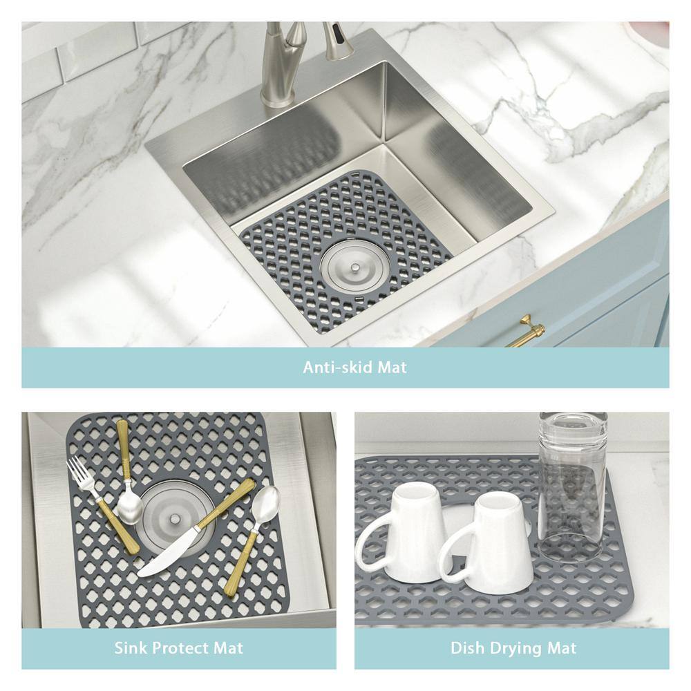 LORDEAR Silicone Kitchen Sink Bottom Grid, 14x11 Inch, Grey