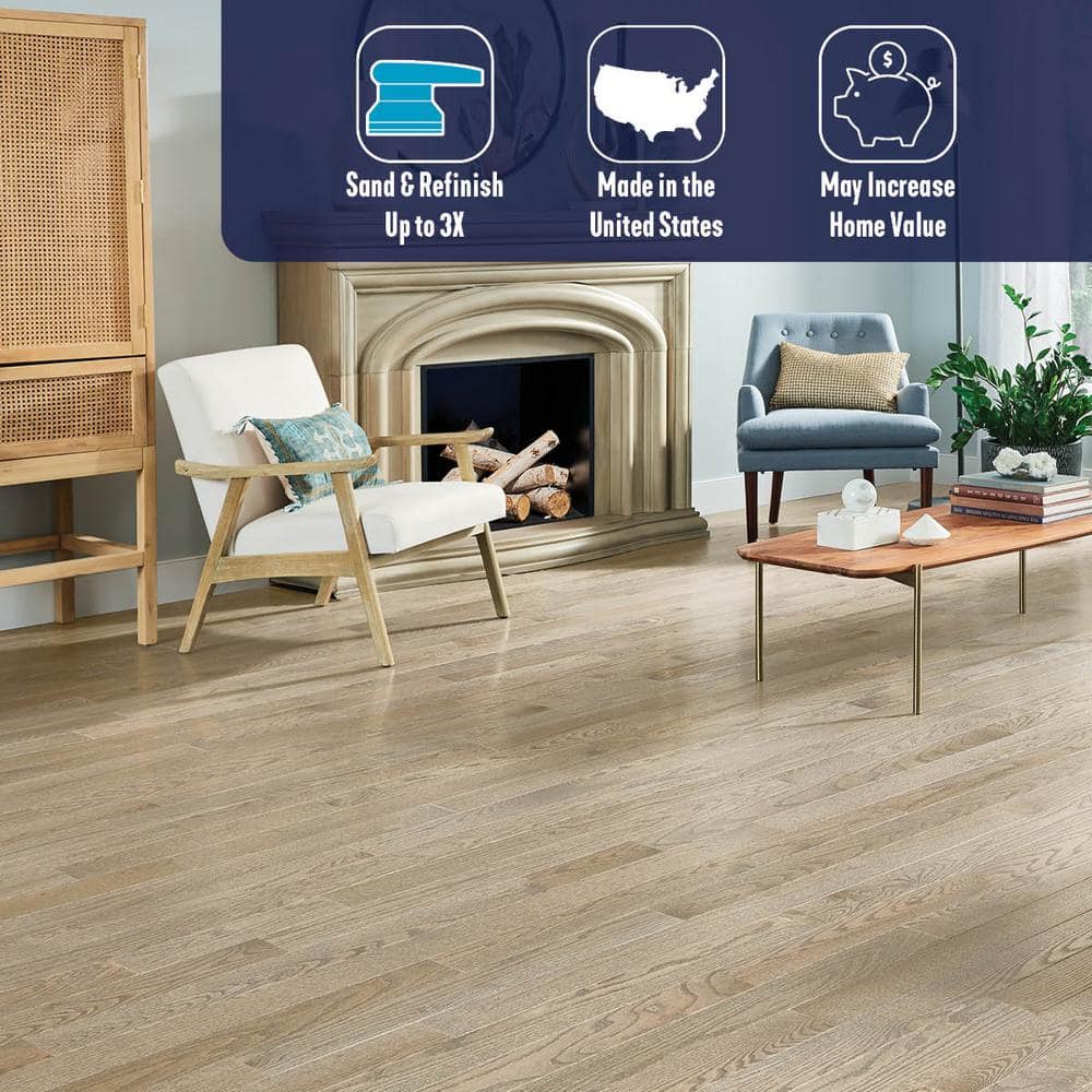 Bruce Plano Low Gloss Taupe Oak 3/4 in. T x 4 in. W Smooth Solid Hardwood Flooring (18.5 sq.ft./ctn)