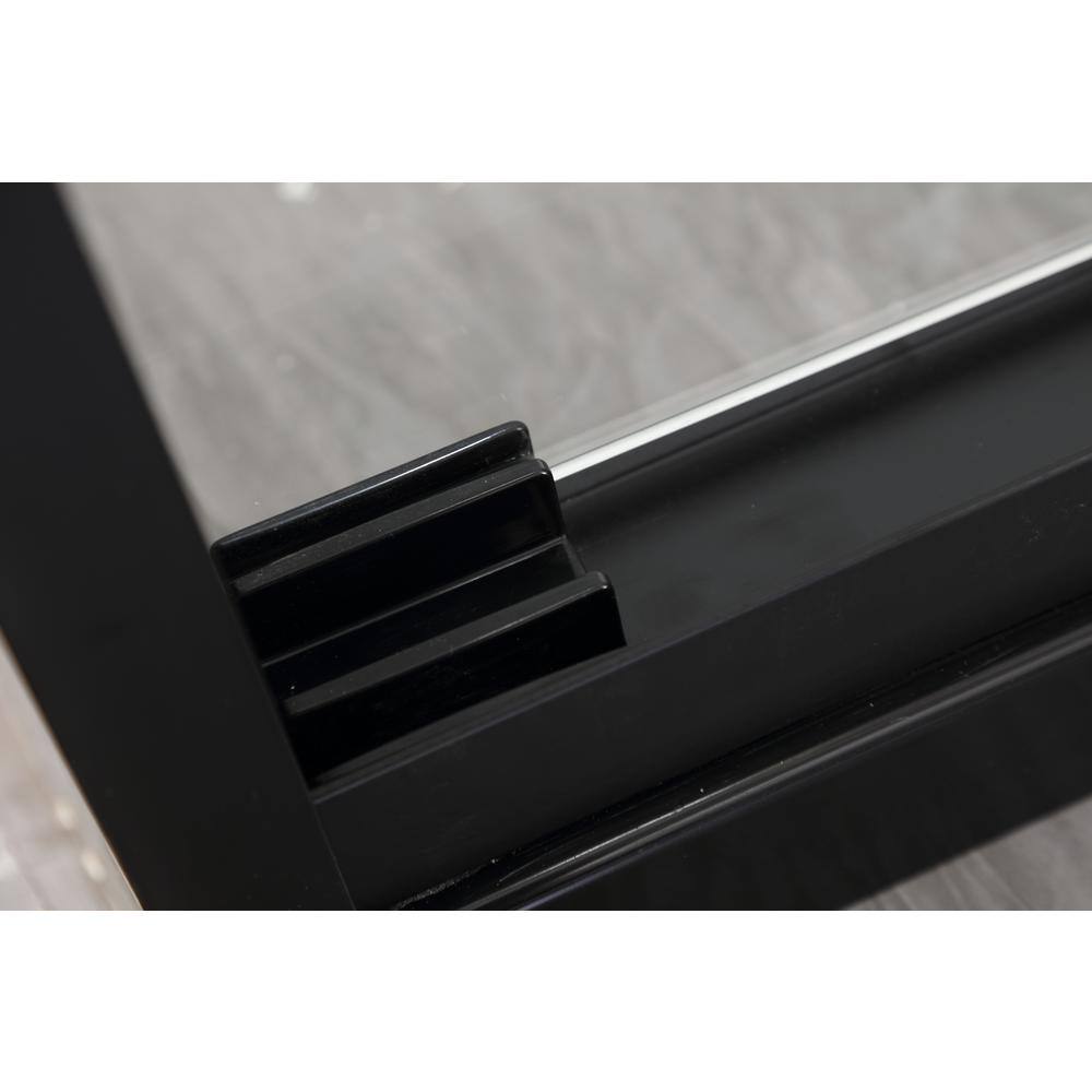 LTMATE 60 in. W x 76 in. H Double Sliding Frameless Shower Door in Matte Black Finish with Clear Glass