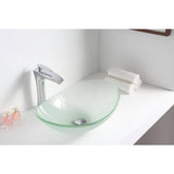ANZZI Craft Deco-Glass Bathroom Vessel Sink, 21 x 14.25 x 6.375 in, Lustrous Frosted Finish