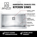 ANZZI Elysian 32.875-in x 20.75-in Satin Stainless Steel Single Bowl Farmhouse/Apron-Front Kitchen Sink All-in-One Kit with Pot Filler Faucet
