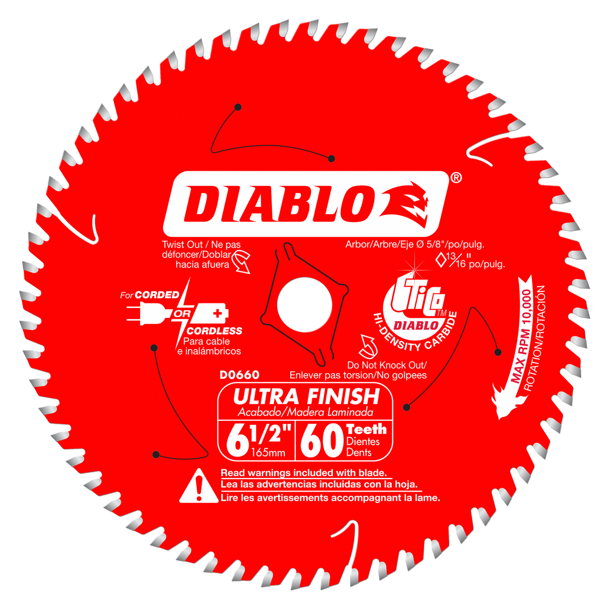 Diablo Ultra Finish Circular Saw Blade for Wood 6-1/2" 60 Teeth
