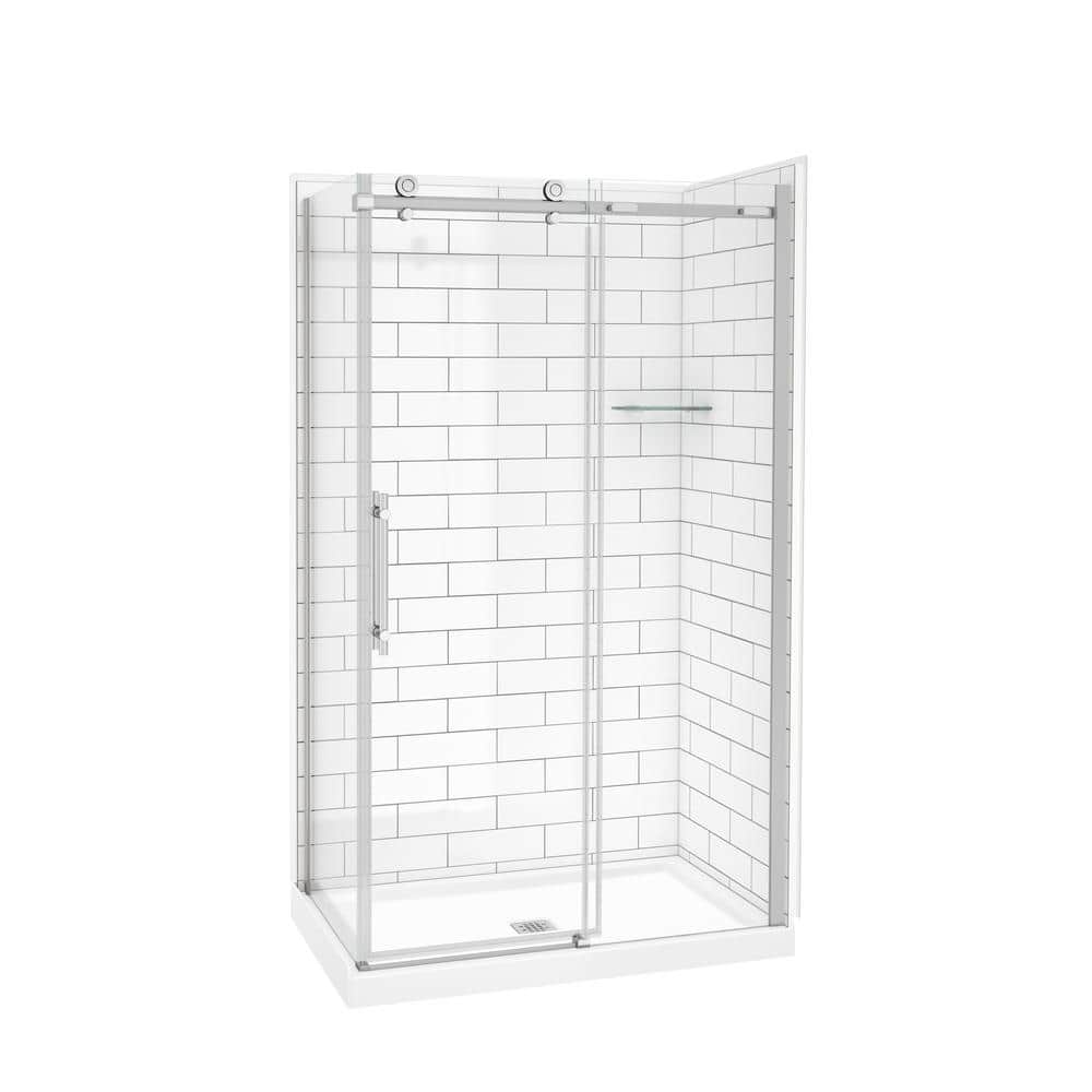 MAAX Odyssey SC 48 in. x 32 in. x 78 in. 8mm Sliding Shower Door for Corner Installation with Clear glass in Chrome