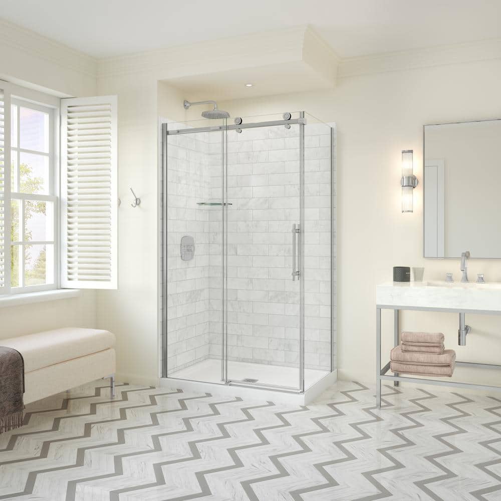 MAAX Odyssey SC 48 in. x 32 in. x 78 in. 8mm Sliding Shower Door for Corner Installation with Clear glass in Chrome