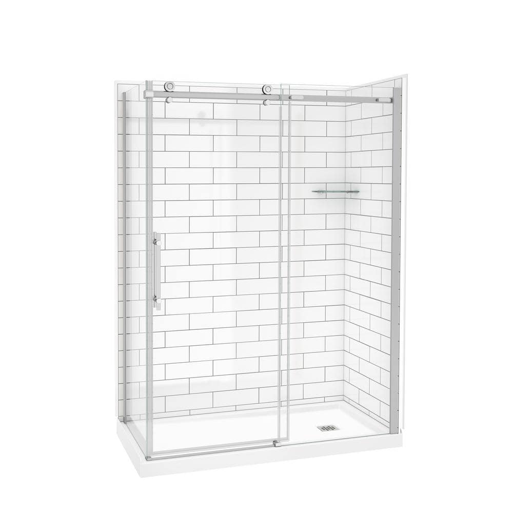 MAAX Odyssey SC 60 in. x 32 in. x 78 in. 8mm Sliding Shower Door for Corner Installation with Clear glass in Chrome